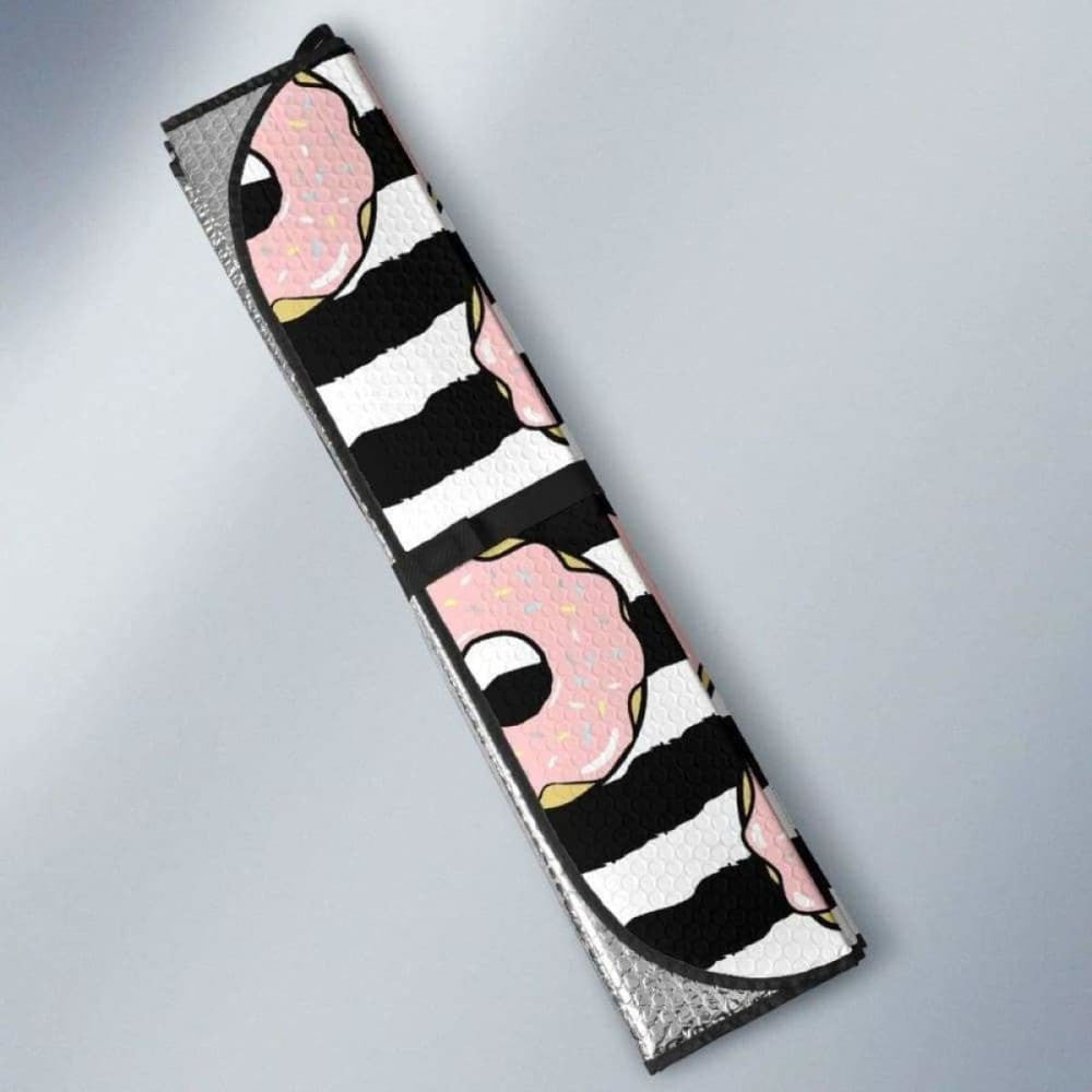 Donuts Pink Icing Striped Pattern Car Auto Sun Shades