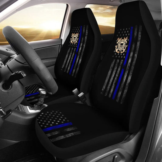 Thin Blue Line American Flag US Coast Guard Car Seat Covers Custom