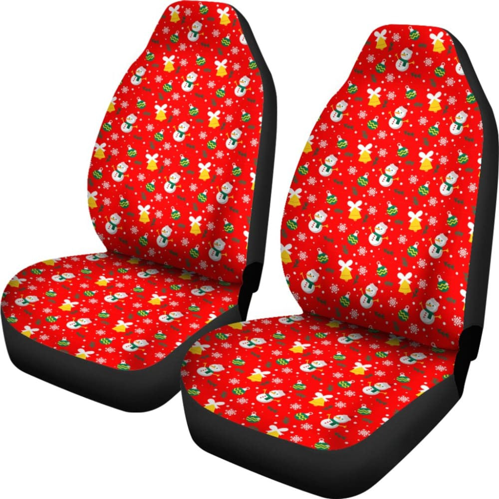 Car Seat Covers Cute Snowman Orange Themed