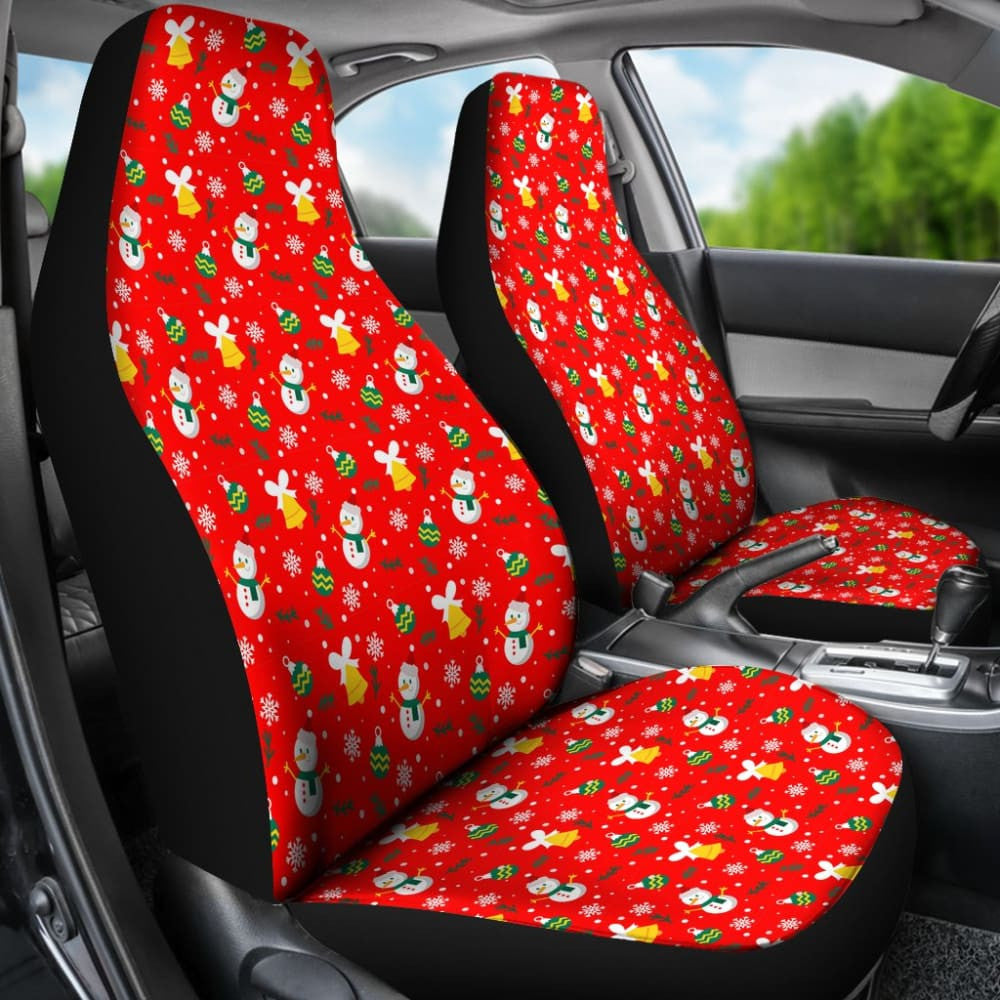 Car Seat Covers Cute Snowman Orange Themed