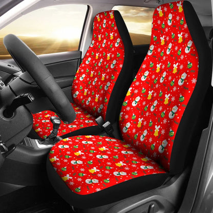Car Seat Covers Cute Snowman Orange Themed