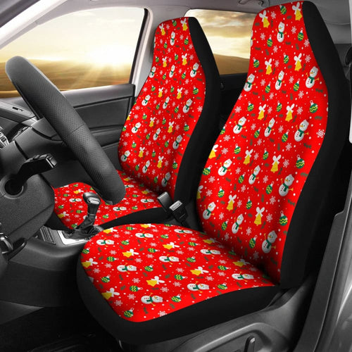 Car Seat Covers Cute Snowman Orange Themed