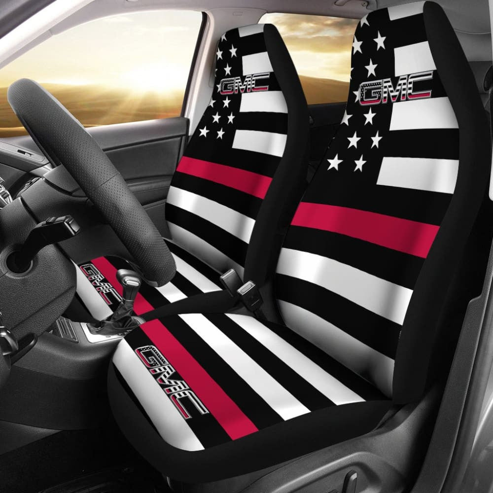 American Flag Car Seat Covers With Thin Red Line Mix GMC
