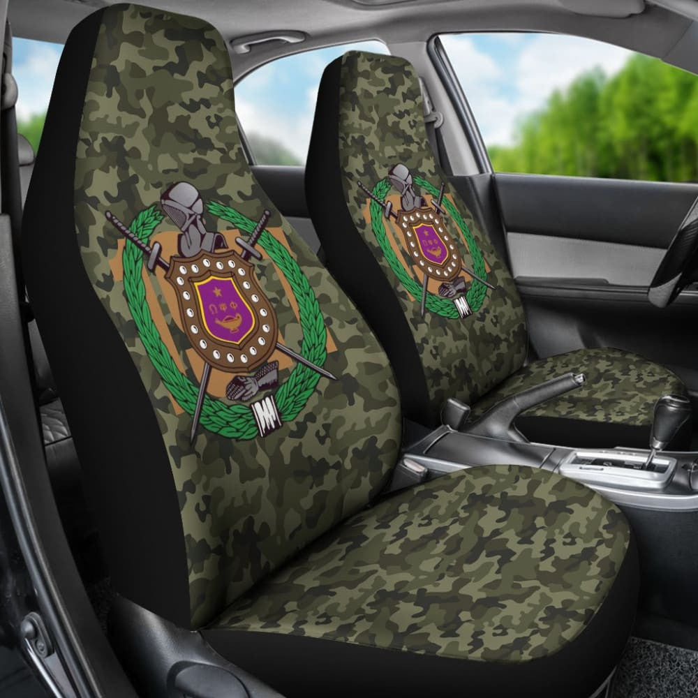 Classic Green Camouflage Omega Psi Phi Car Seat Covers