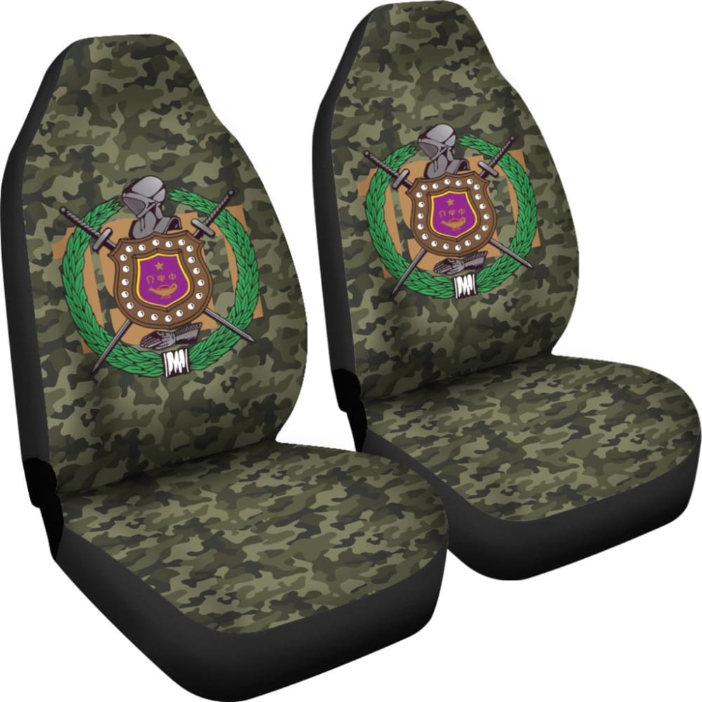 Classic Green Camouflage Omega Psi Phi Car Seat Covers