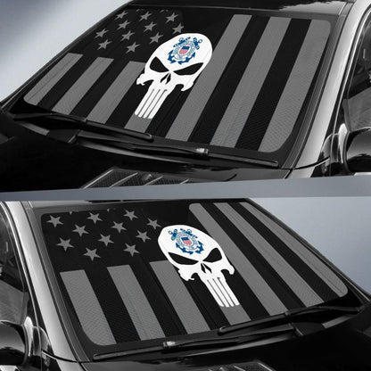 Black American Flag US Coast Guard Car Auto Sun Shades