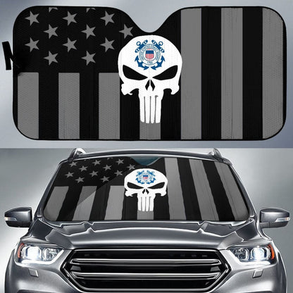 Black American Flag US Coast Guard Car Auto Sun Shades