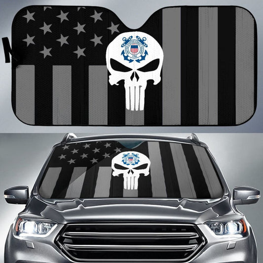 Black American Flag US Coast Guard Car Auto Sun Shades