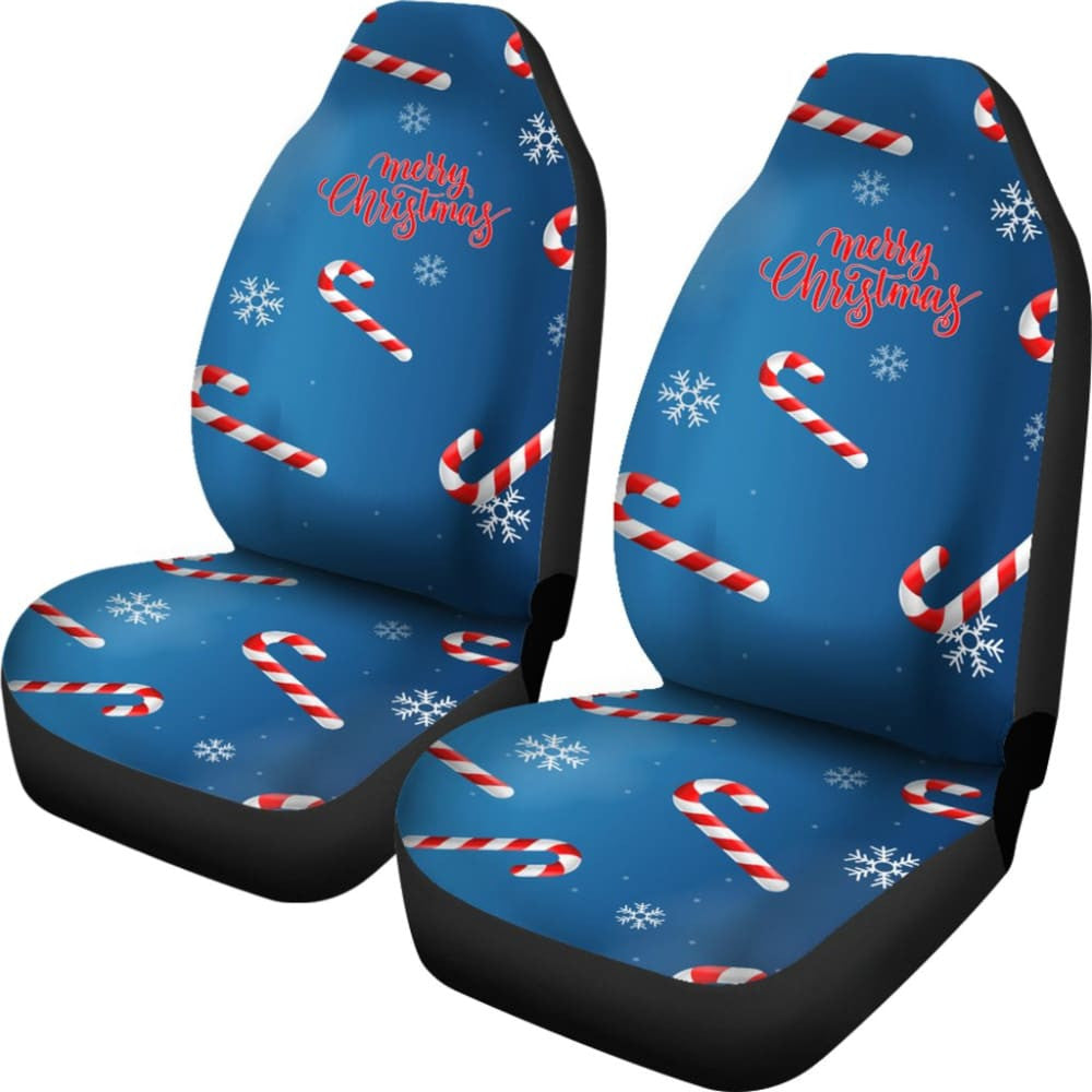 Blue Xmas Christmas Candy Cane Snowflake Car Seat Covers