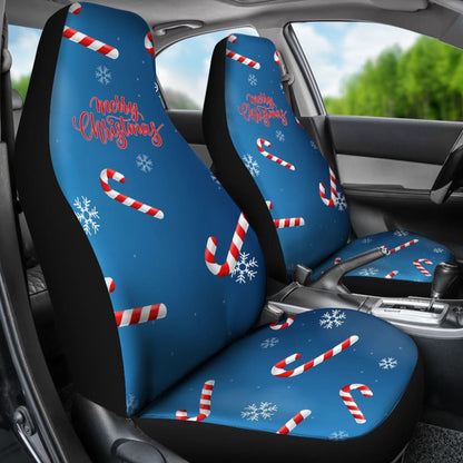 Blue Xmas Christmas Candy Cane Snowflake Car Seat Covers