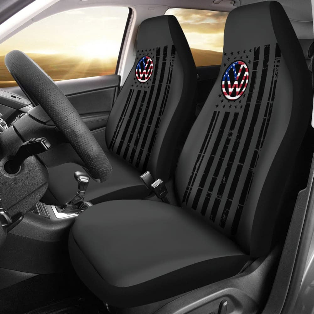 Volkswagen Custom American Flag Design Printed Car Seat Covers