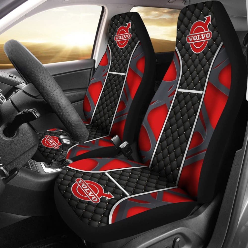 Amazing Volvo Black And Red Themed Printed Car Seat Covers