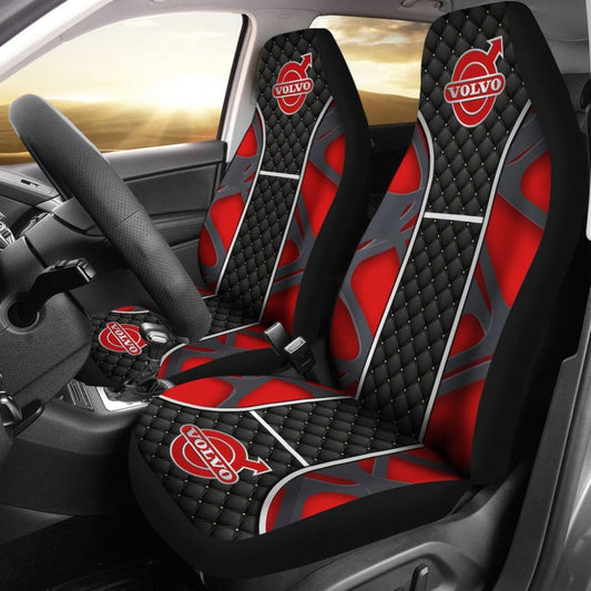 Amazing Volvo Black And Red Themed Printed Car Seat Covers