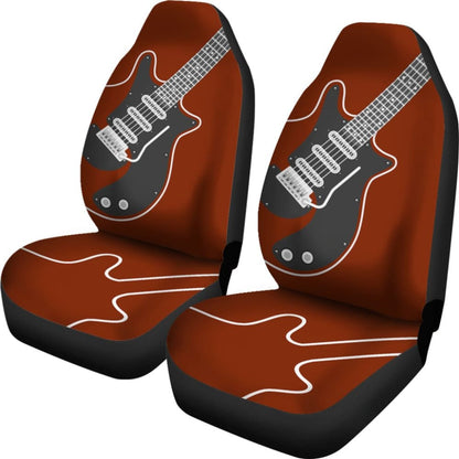 Amazing Electric Guitar In Red Themed Car Seat Covers