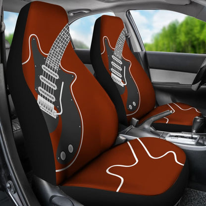 Amazing Electric Guitar In Red Themed Car Seat Covers
