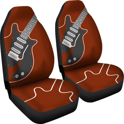 Amazing Electric Guitar In Red Themed Car Seat Covers