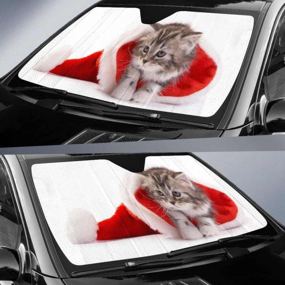 Santa Hat Cute Kitten HdK Car Sun Shade