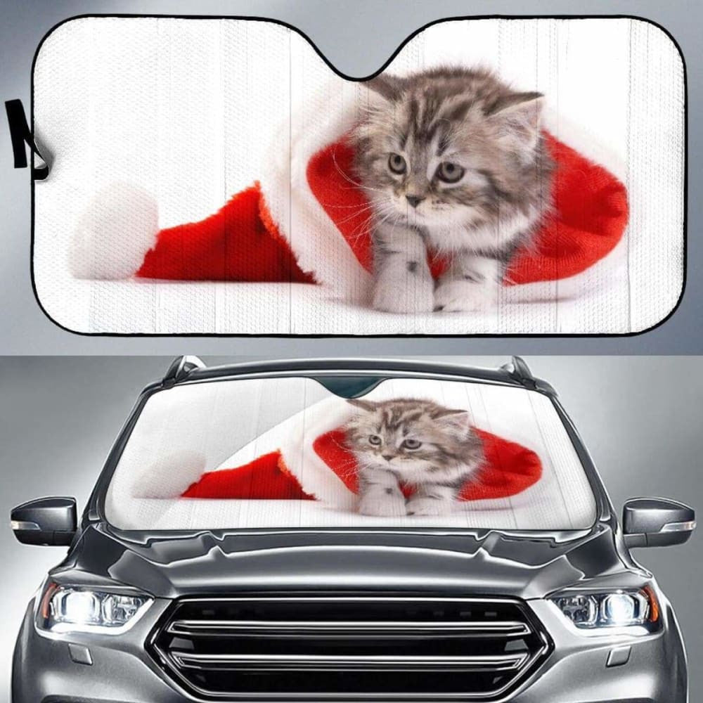 Santa Hat Cute Kitten HdK Car Sun Shade
