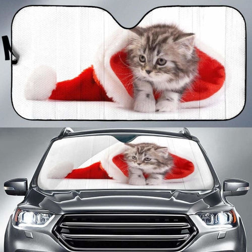 Santa Hat Cute Kitten HdK Car Sun Shade