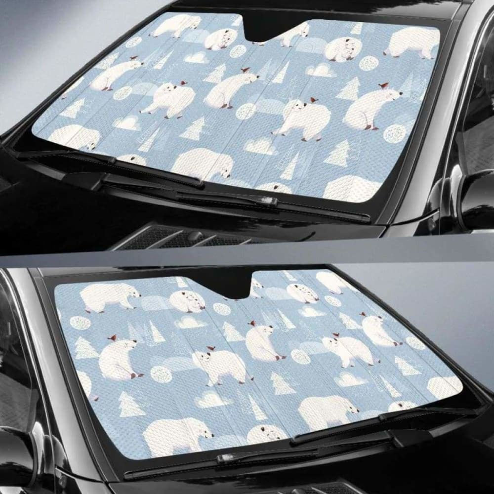 Cute Polar Bears Christmas Decoration Pattern Car Auto Sun Shades