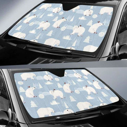 Cute Polar Bears Christmas Decoration Pattern Car Auto Sun Shades