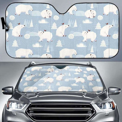 Cute Polar Bears Christmas Decoration Pattern Car Auto Sun Shades