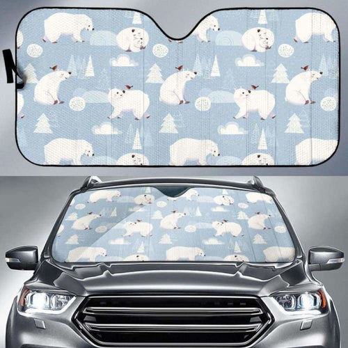 Cute Polar Bears Christmas Decoration Pattern Car Auto Sun Shades