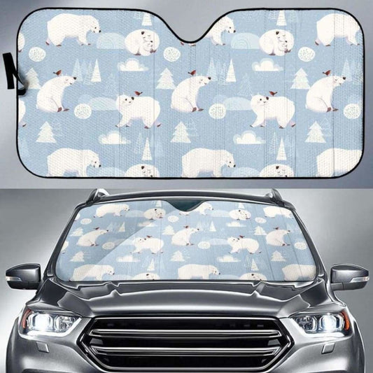 Cute Polar Bears Christmas Decoration Pattern Car Auto Sun Shades