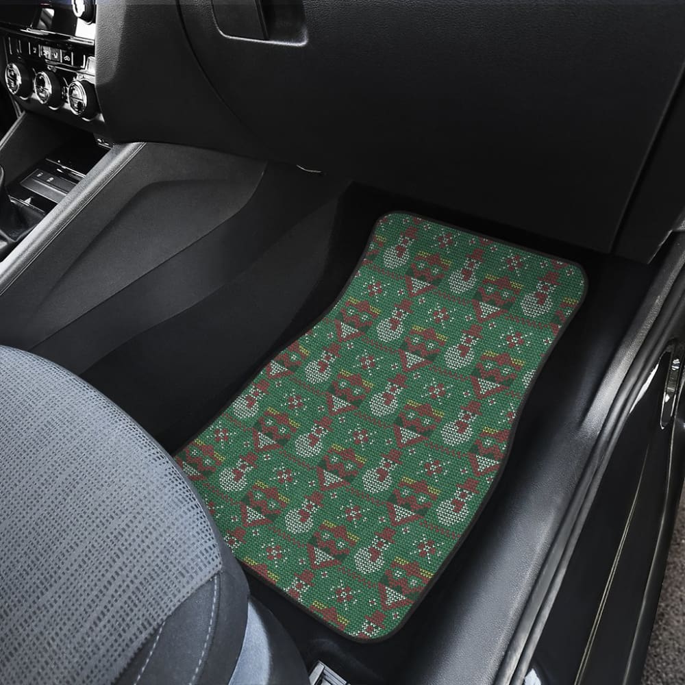 Amazing Green Ugly Christmas Snowman Pattern Car Floor Mats