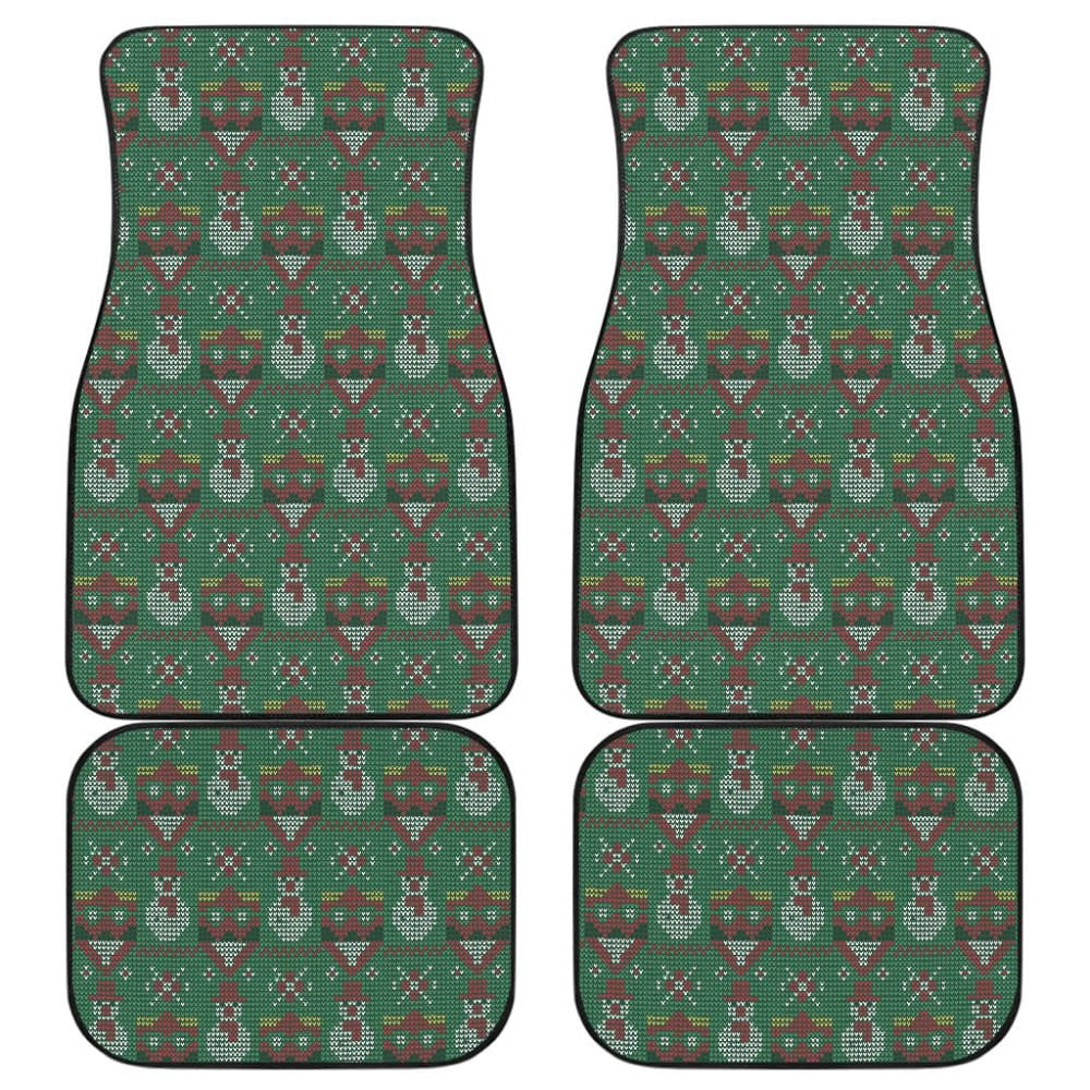 Amazing Green Ugly Christmas Snowman Pattern Car Floor Mats