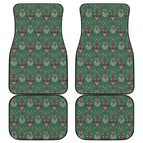 Amazing Green Ugly Christmas Snowman Pattern Car Floor Mats