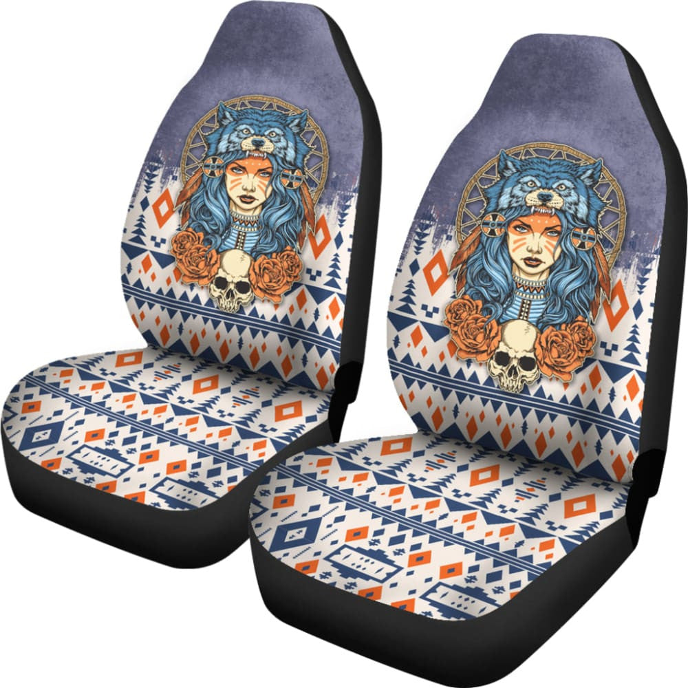 Canada Car Seat Covers Native American Girl With Wolf Headdress