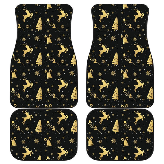 Golden Christmas Reindeer And Snowflake Car Floor Mats