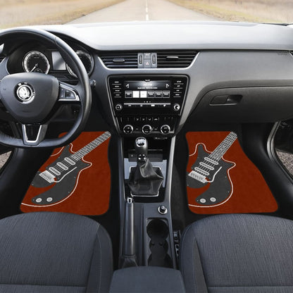 Amazing Electric Guitar In Red Themed Car Floor Mats