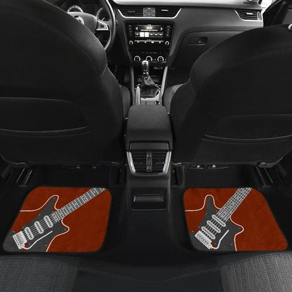 Amazing Electric Guitar In Red Themed Car Floor Mats