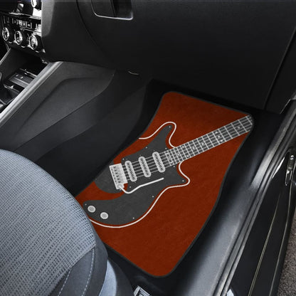 Amazing Electric Guitar In Red Themed Car Floor Mats