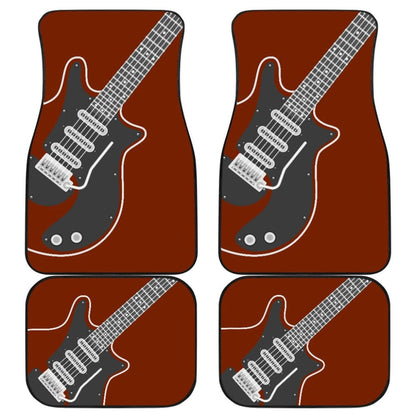 Amazing Electric Guitar In Red Themed Car Floor Mats