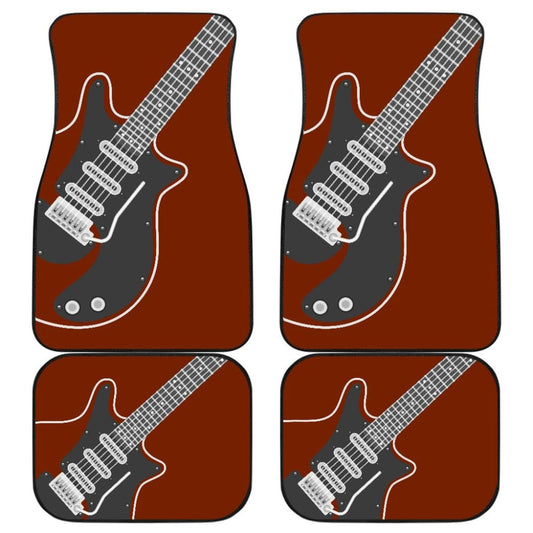Amazing Electric Guitar In Red Themed Car Floor Mats