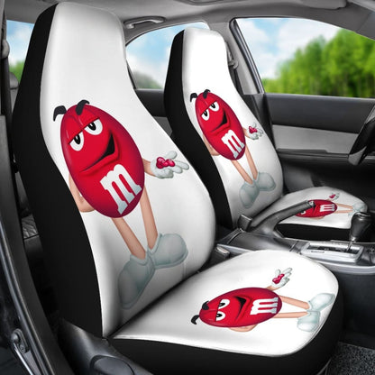 Red M&M Chocolate Car Seat Covers Car Accessories Decoration