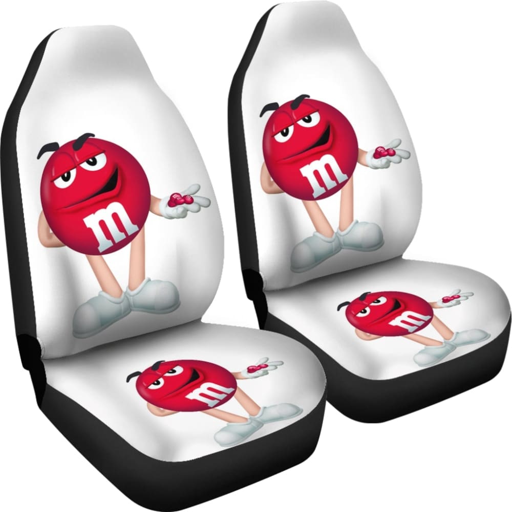 Red M&M Chocolate Car Seat Covers Car Accessories Decoration