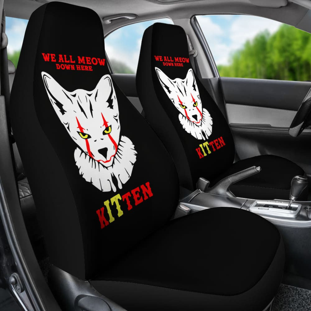 We All Meow Down Here Clown Cat KITten Halloween Pennywise Car Seat Covers