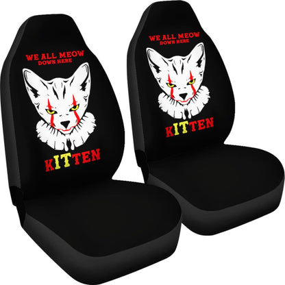 We All Meow Down Here Clown Cat KITten Halloween Pennywise Car Seat Covers