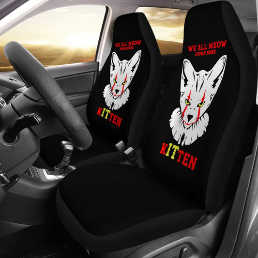 We All Meow Down Here Clown Cat KITten Halloween Pennywise Car Seat Covers