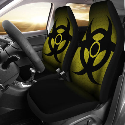 Black Biohazard Warning Yellow Background Car Seats Covers