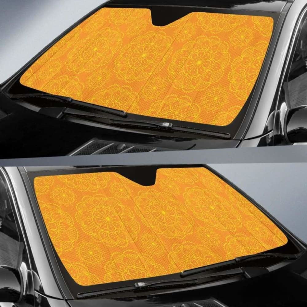 Orange Traditional Indian Element Pattern Car Auto Sun Shades