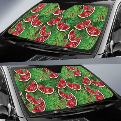 Watermelons Tropical Palm Leaves Pattern Background Car Auto Sun Shades