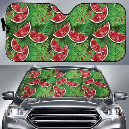 Watermelons Tropical Palm Leaves Pattern Background Car Auto Sun Shades
