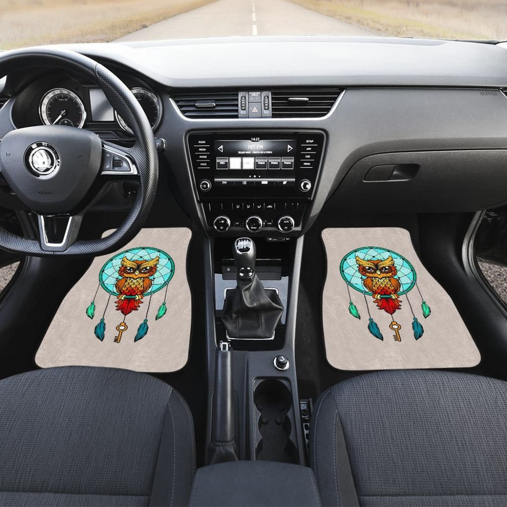 Colorful Owl And Dreamcatcher Stained Glass Effect Print Car Floor Mats