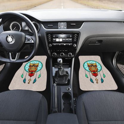 Colorful Owl And Dreamcatcher Stained Glass Effect Print Car Floor Mats