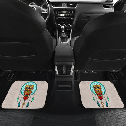 Colorful Owl And Dreamcatcher Stained Glass Effect Print Car Floor Mats